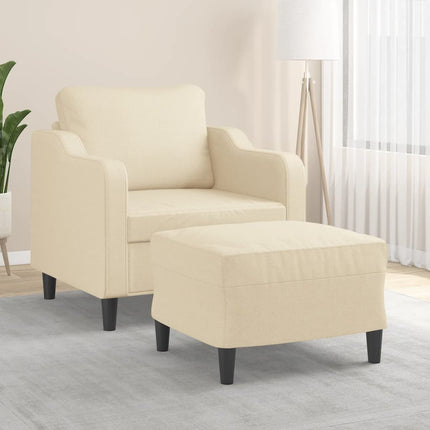 sofastol med fodskammel 60 cm Stof cremefarvet