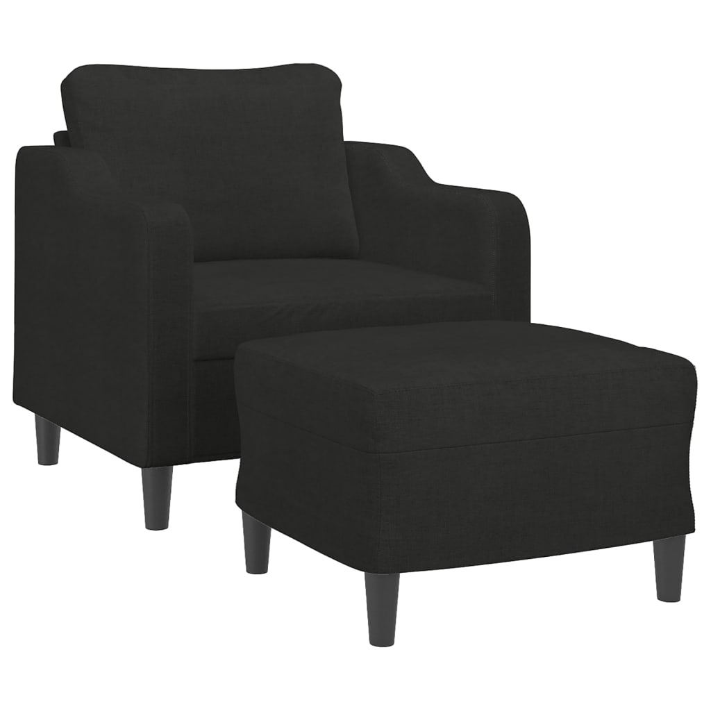 sofastol med fodskammel 60 cm stof Sort