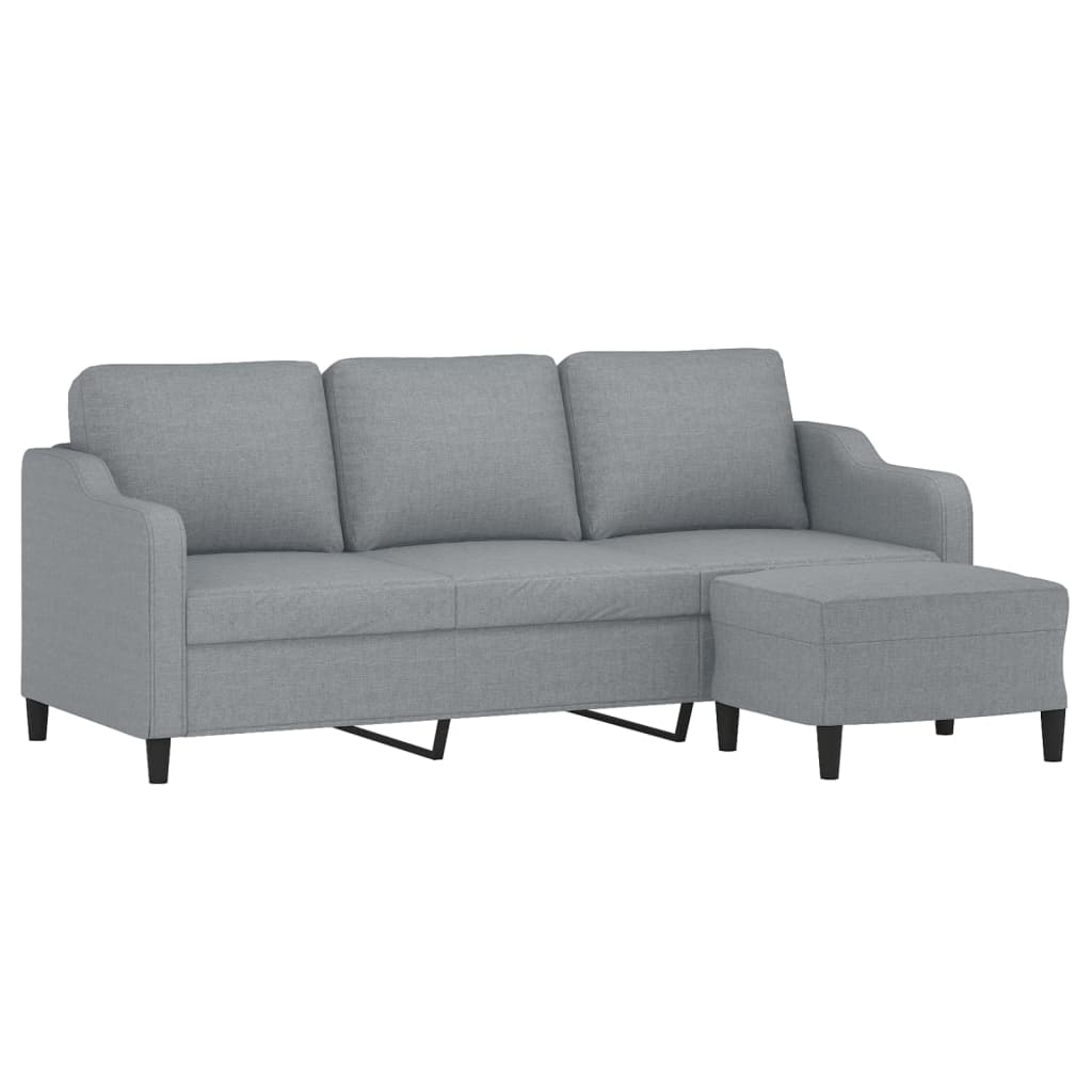 3-personers sofa med fodskammel 180 cm stof Lysegrå