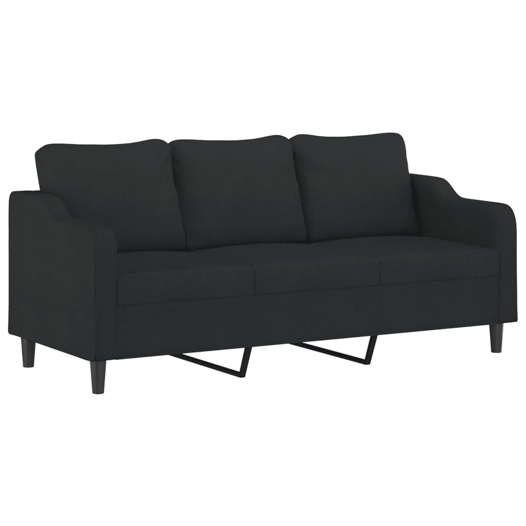 3-personers sofa med fodskammel 180 cm sort