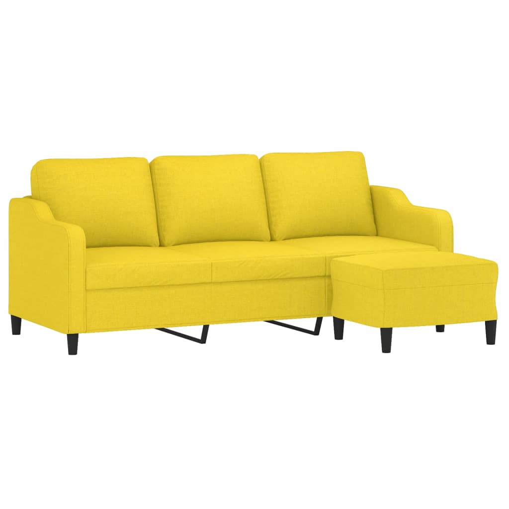 3-personers sofa med fodskammel 180 cm stof lysegul