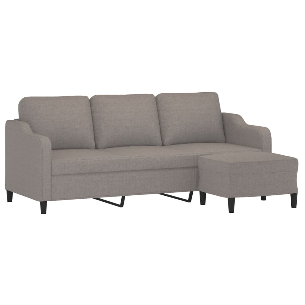 3-personers sofa med fodskammel 180 cm stof Gråbrun
