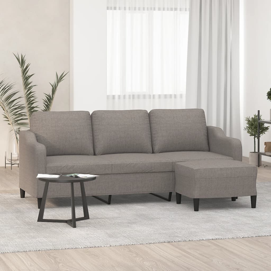 3-personers hjørnesofa med fodskammel, stof - gråbrun, 198 cm