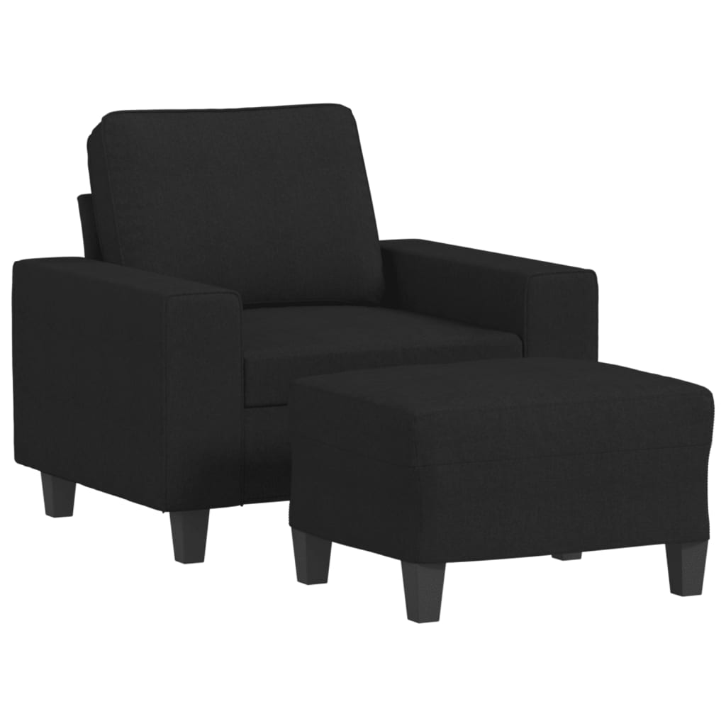 sofastol med fodskammel 60 cm stof Sort