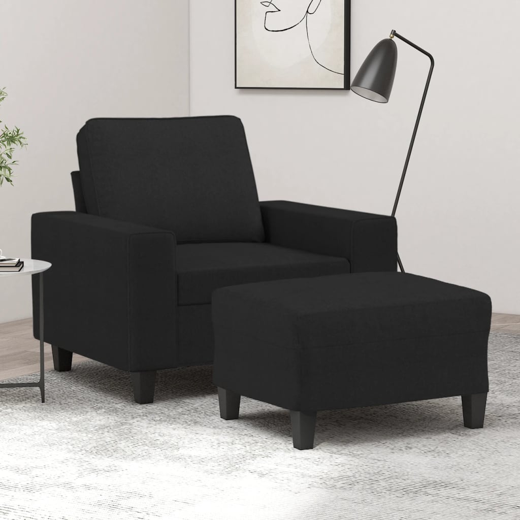 sofastol med fodskammel 60 cm stof Sort