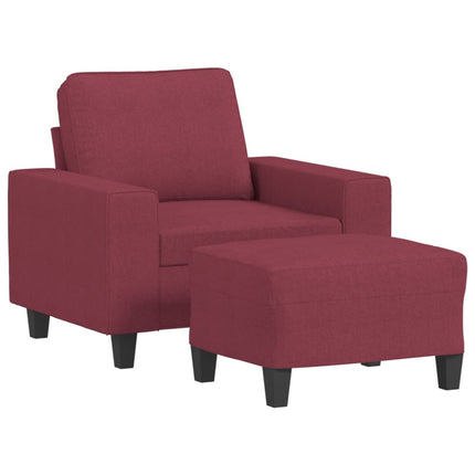 sofastol med fodskammel 60 cm stof vinrød