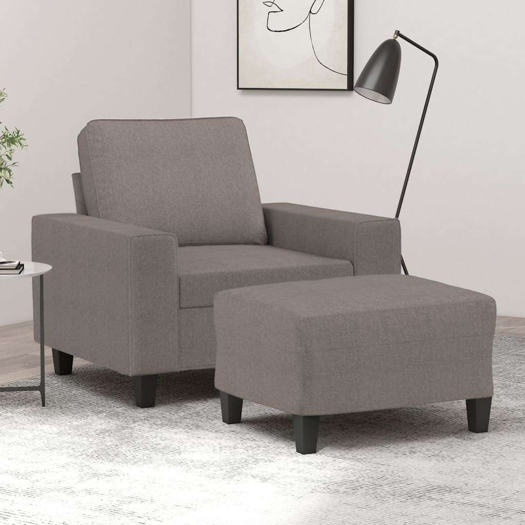 sofastol med fodskammel 60 cm stof Gråbrun