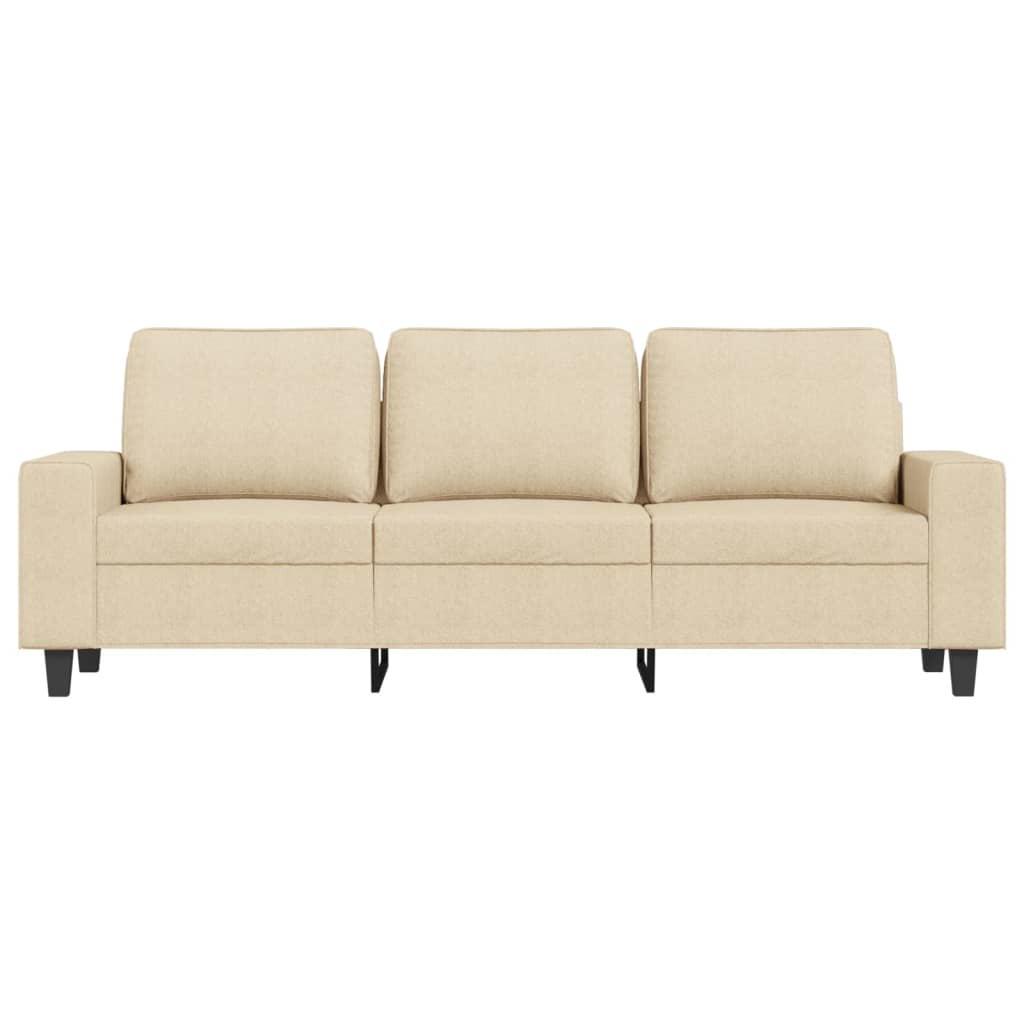 3-personers sofa med fodskammel 180 cm stof Cremefarvet