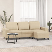 3-personers sofa med fodskammel 180 cm stof Cremefarvet