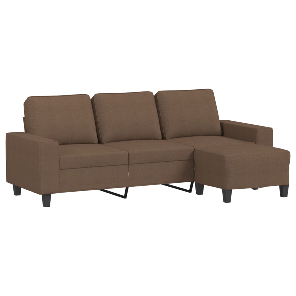 3-personers sofa med fodskammel 180 cm stof Brun