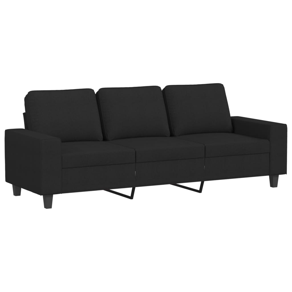 3-personers sofa med fodskammel 180 cm sort