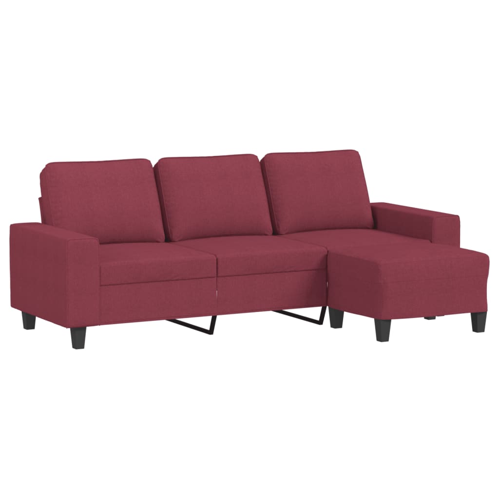 3-personers sofa med fodskammel 180 cm stof Vinrød