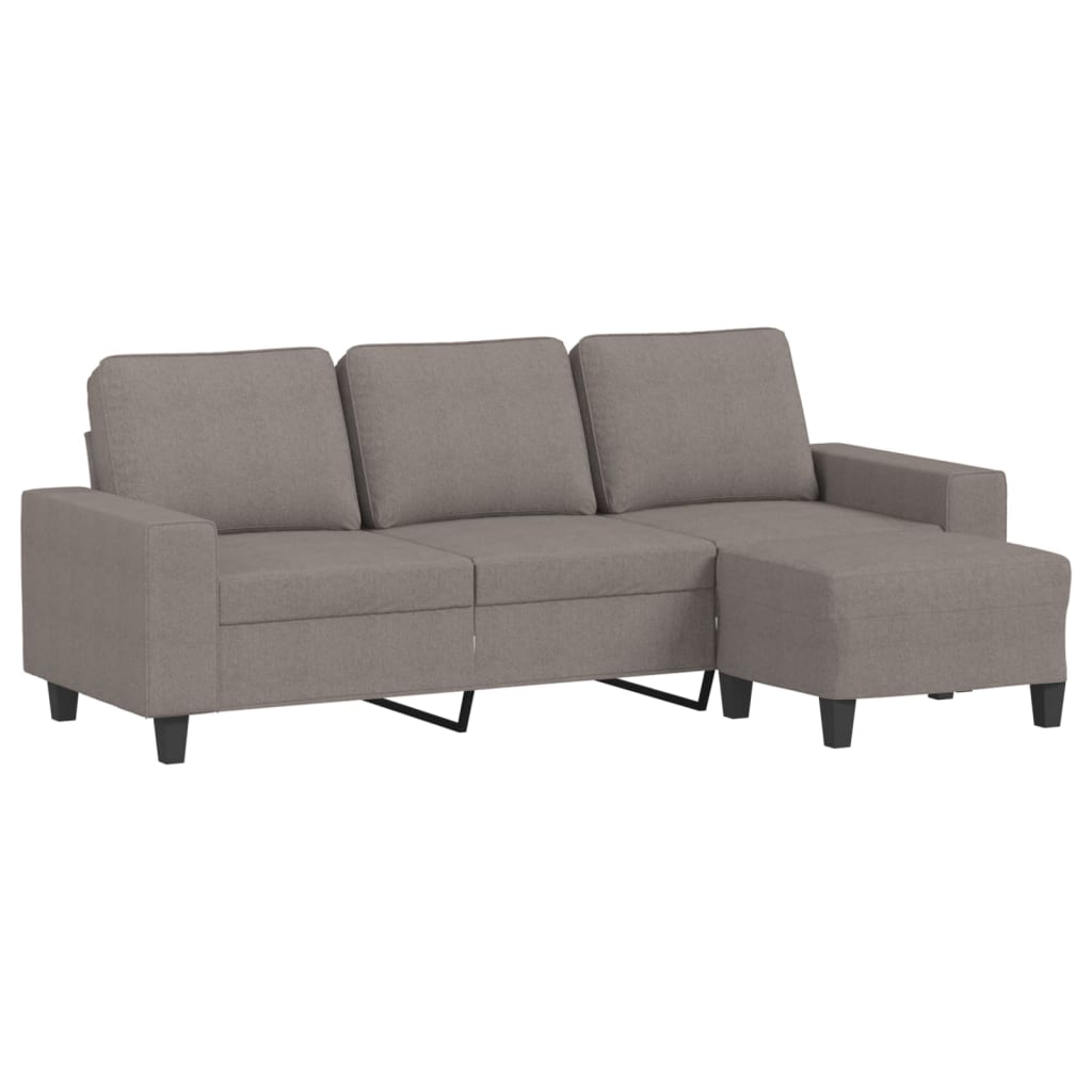 3-personers sofa med fodskammel 180 cm stof Gråbrun