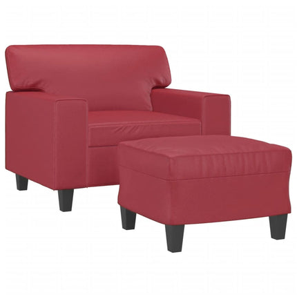 sofastol med fodskammel 60 cm kunstlæder Vinrød