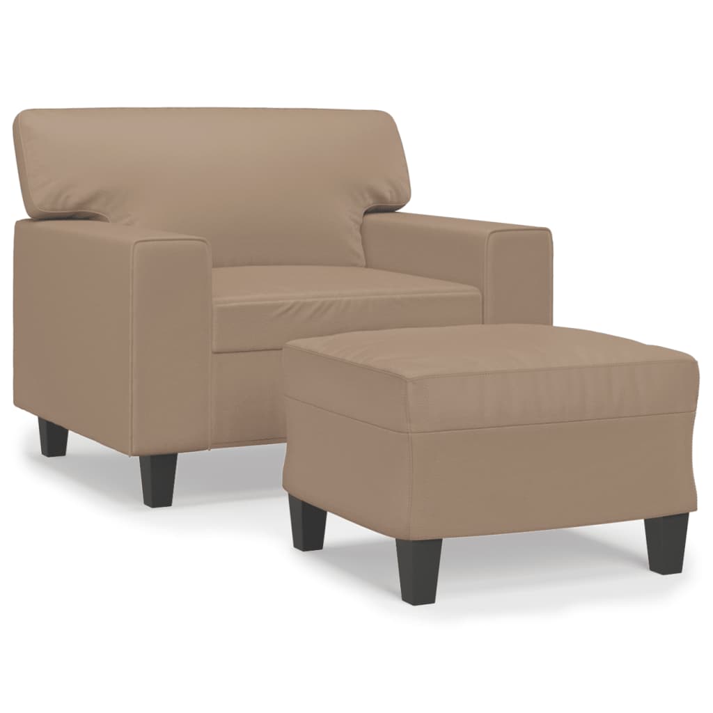 sofastol med fodskammel 60 cm kunstlæder Cappuccino