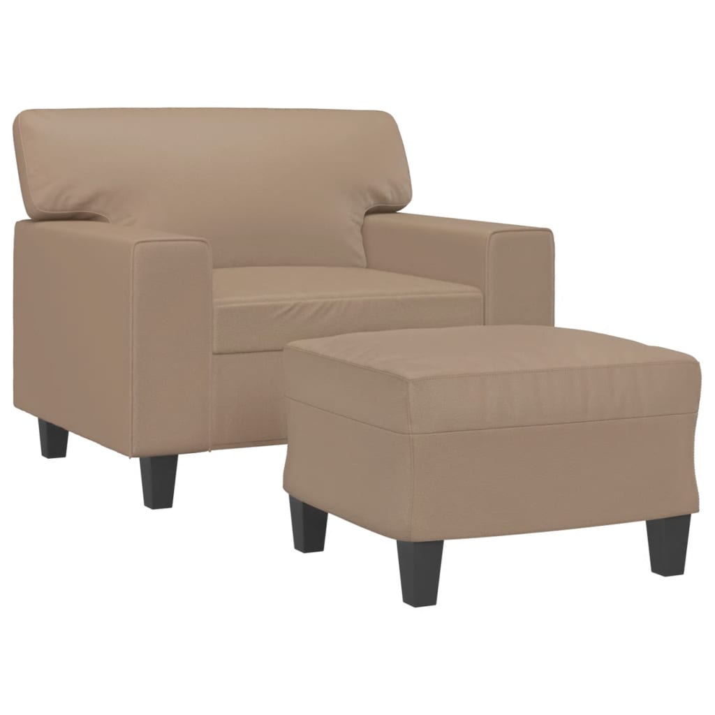 sofastol med fodskammel 60 cm kunstlæder Cappuccino