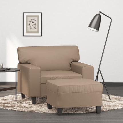sofastol med fodskammel 60 cm kunstlæder Cappuccino