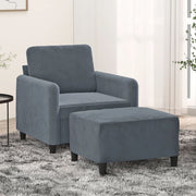 sofastol med fodskammel 60 cm velour mørkegrå
