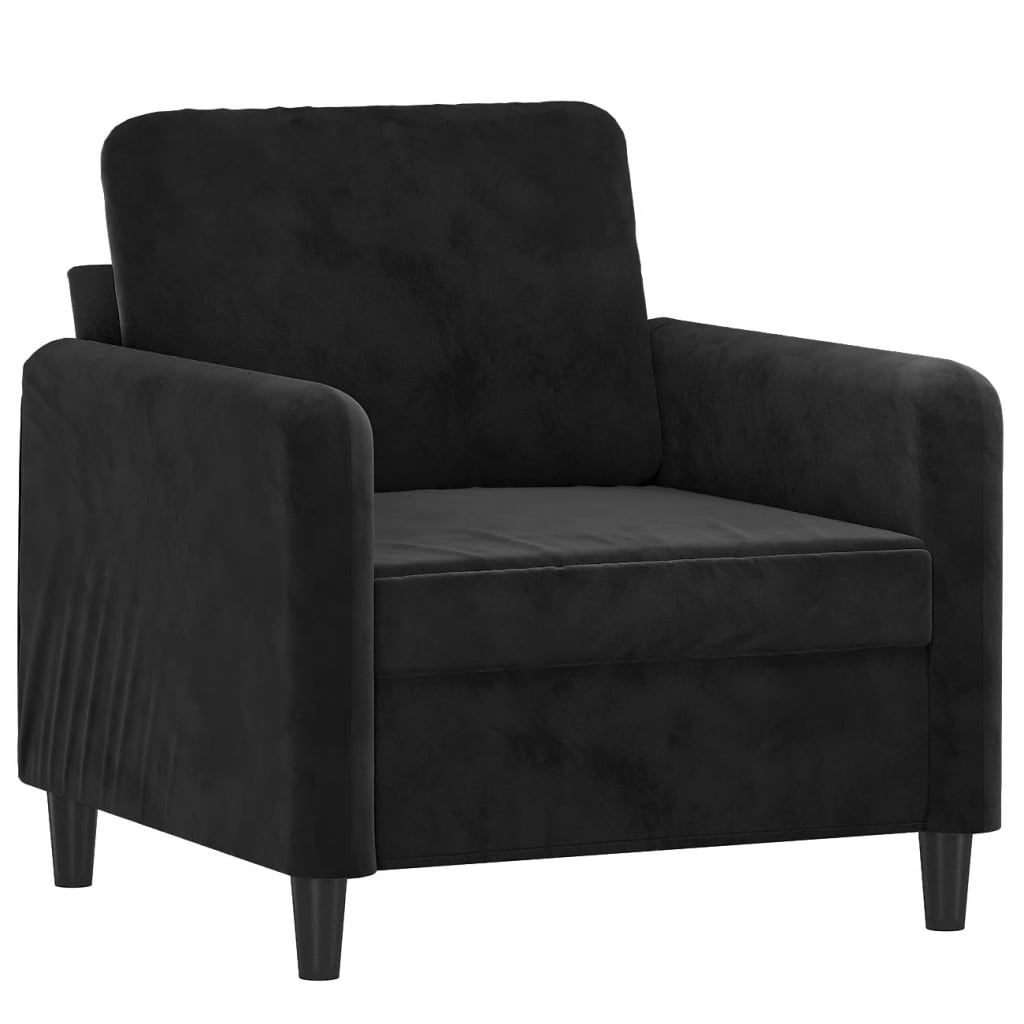 sofastol med fodskammel 60 cm velour sort