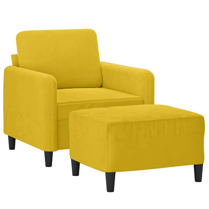 sofastol med fodskammel 60 cm velour gul