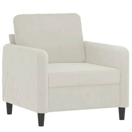 sofastol med fodskammel 60 cm velour cremefarvet