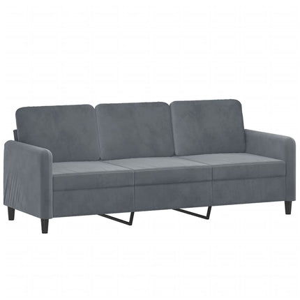 3-personers sofa med fodskammel 180 cm velour mørkegrå