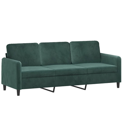 3-personers sofa med fodskammel 180 cm velour Mørkegrøn