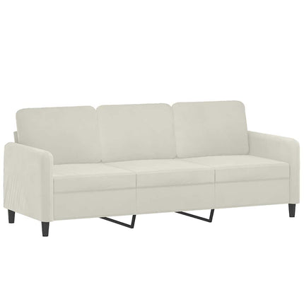 3-personers sofa med fodskammel 180 cm velour cremefarvet