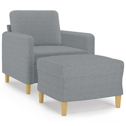 sofastol med fodskammel 60 cm stof lysegrå