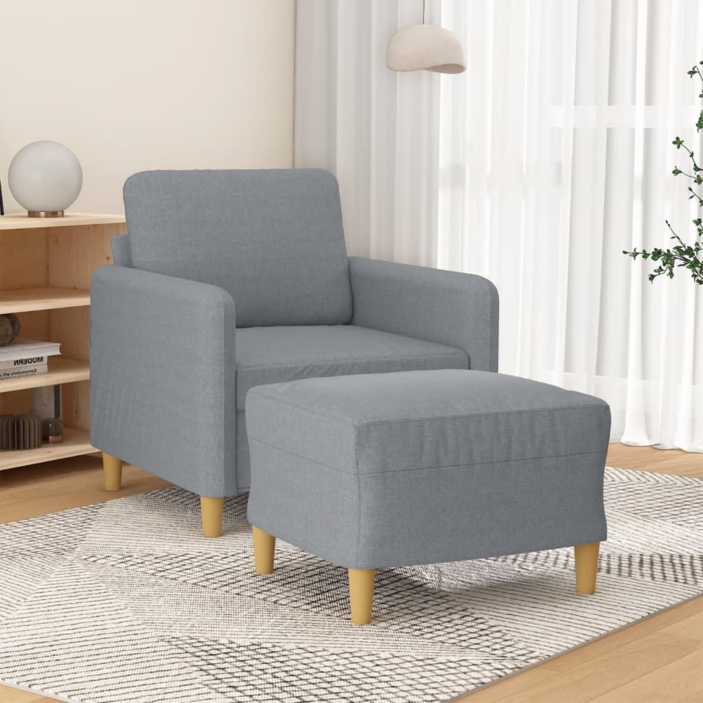 sofastol med fodskammel 60 cm stof lysegrå