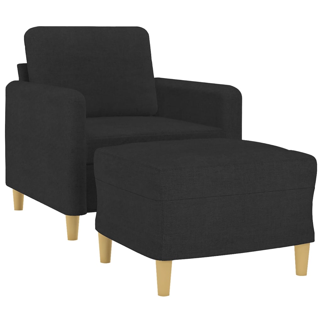 sofastol med fodskammel 60 cm stof Sort