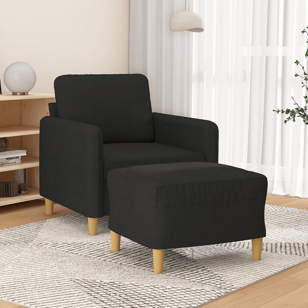 sofastol med fodskammel 60 cm stof Sort