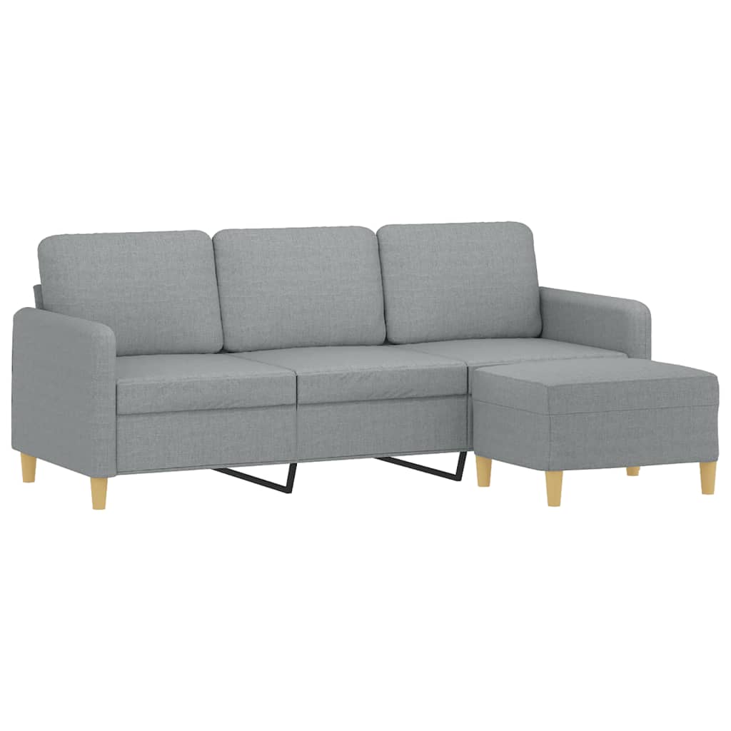3-personers sofa med fodskammel 180 cm stof Lysegrå