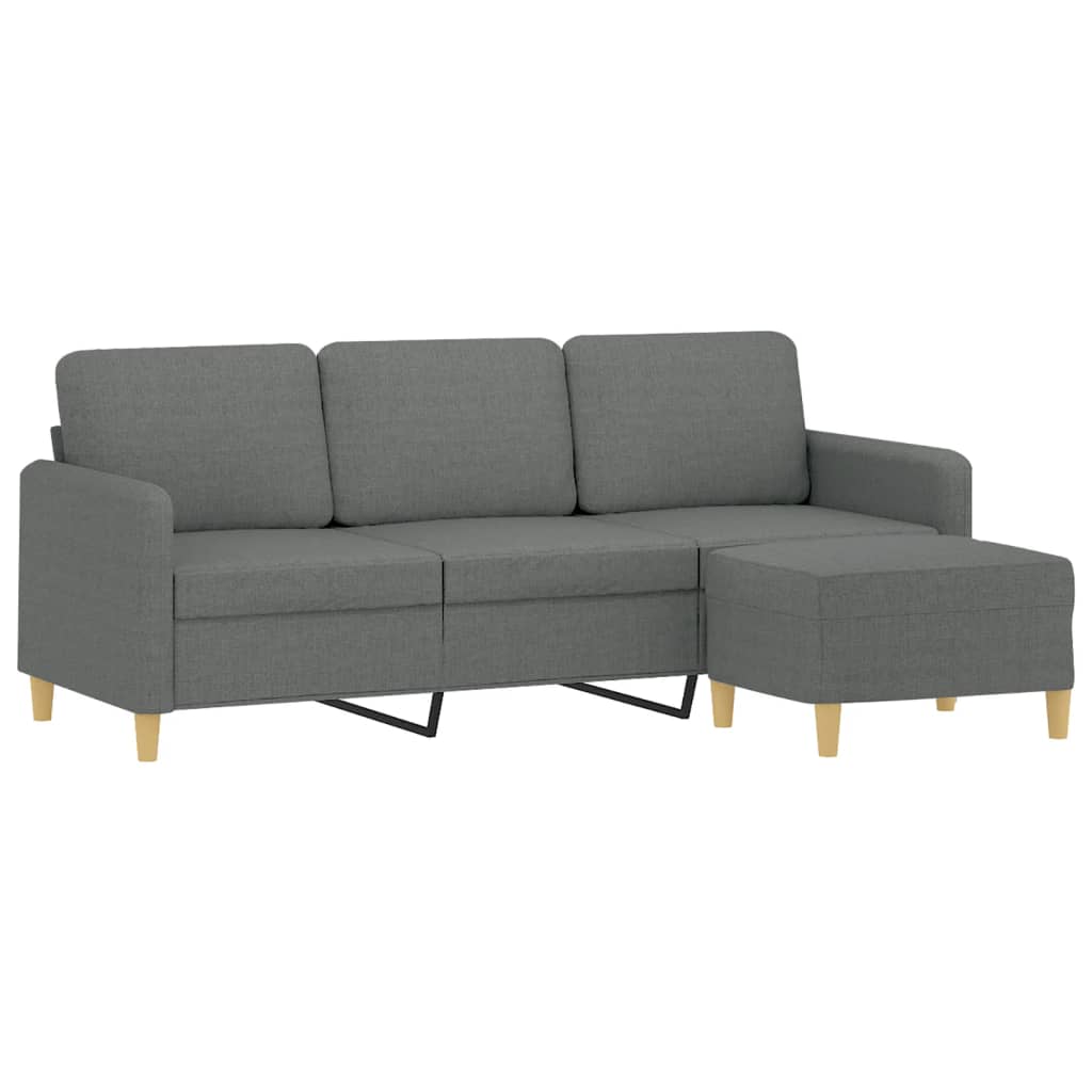 3-personers sofa med fodskammel 180 cm stof Mørkegrå