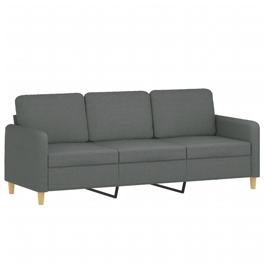3-personers sofa med fodskammel 180 cm stof Mørkegrå