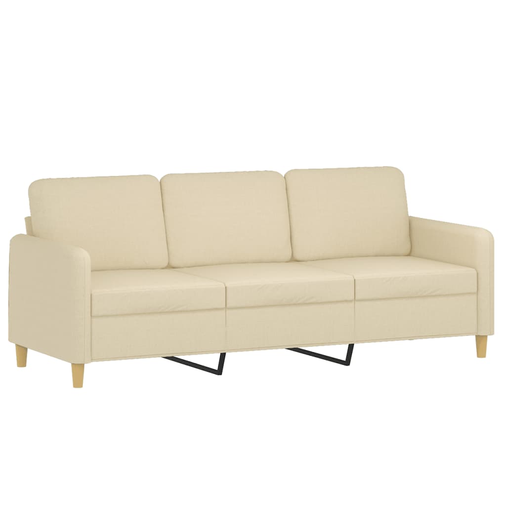 3-personers sofa med fodskammel 180 cm stof Cremefarvet