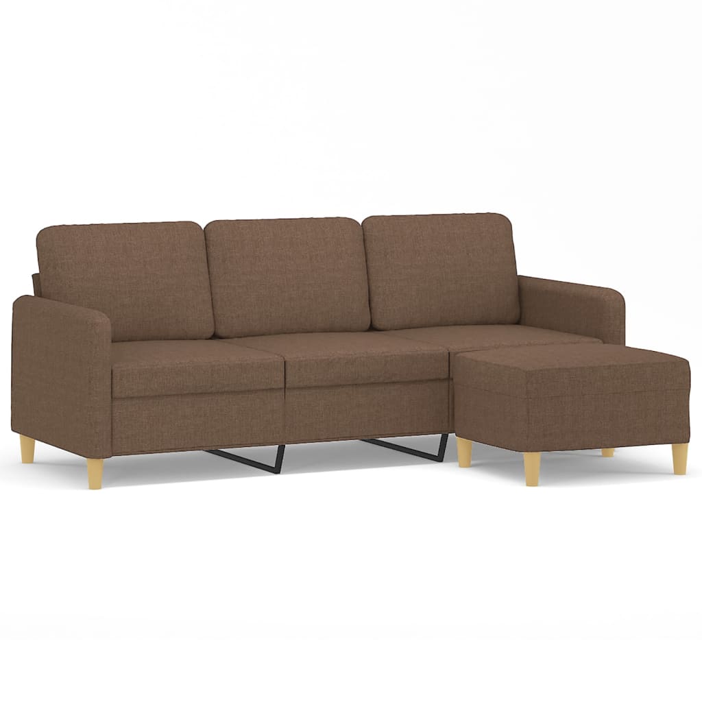 3-personers sofa med fodskammel 180 cm stof Brun