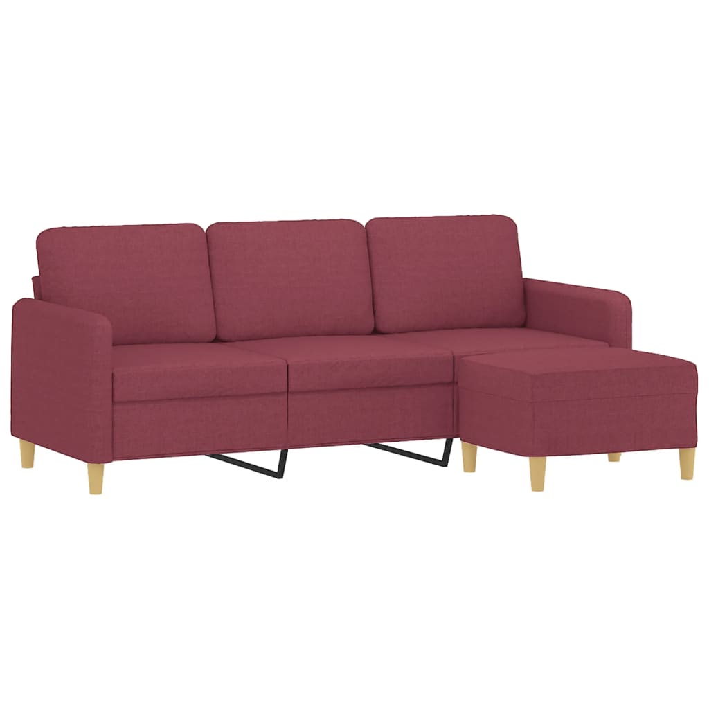 3-personers sofa med fodskammel 180 cm stof Vinrød