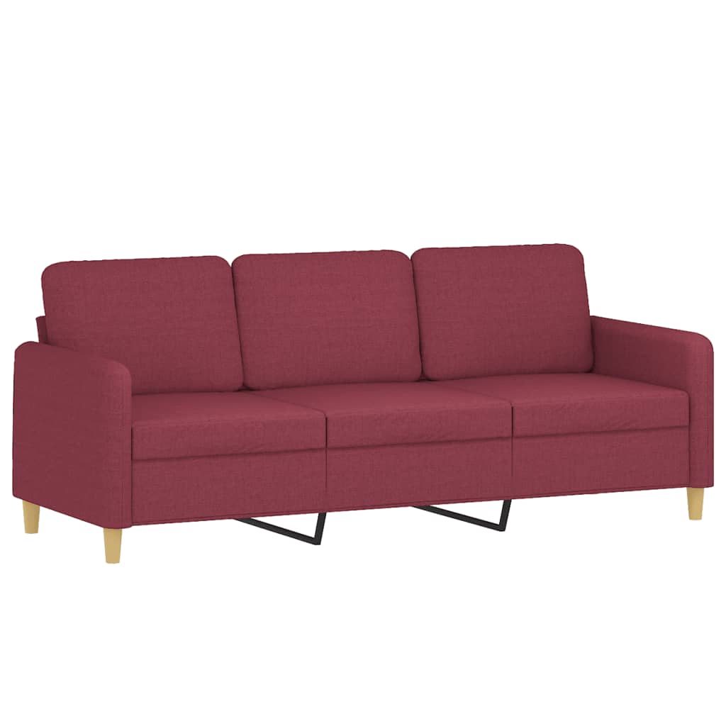 3-personers sofa med fodskammel 180 cm stof Vinrød
