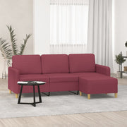 3-personers sofa med fodskammel 180 cm stof Vinrød