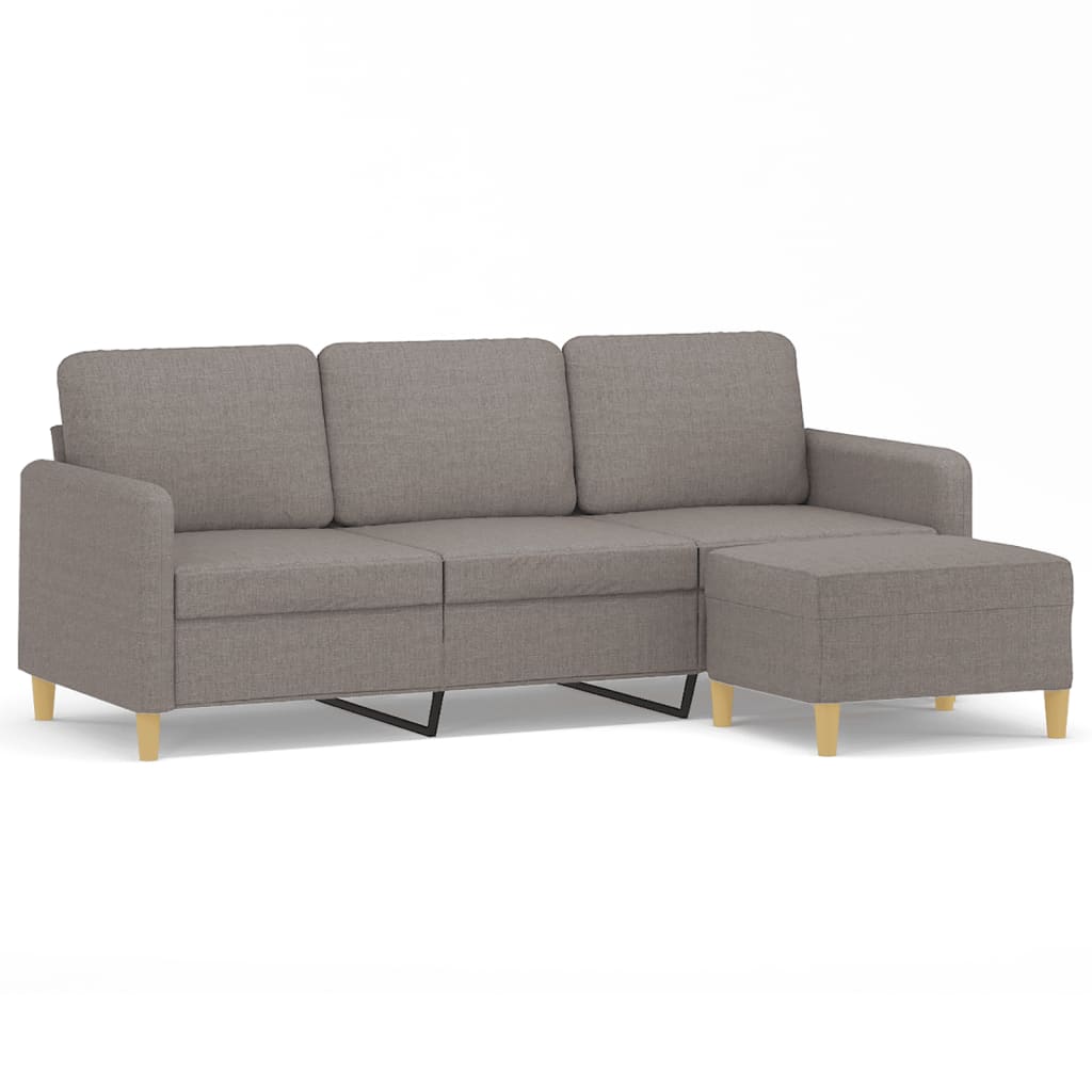 3-personers sofa med fodskammel 180 cm stof Gråbrun