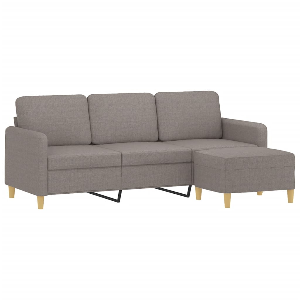 3-personers sofa med fodskammel 180 cm stof Gråbrun
