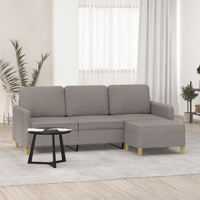 3-personers sofa med fodskammel 180 cm stof Gråbrun