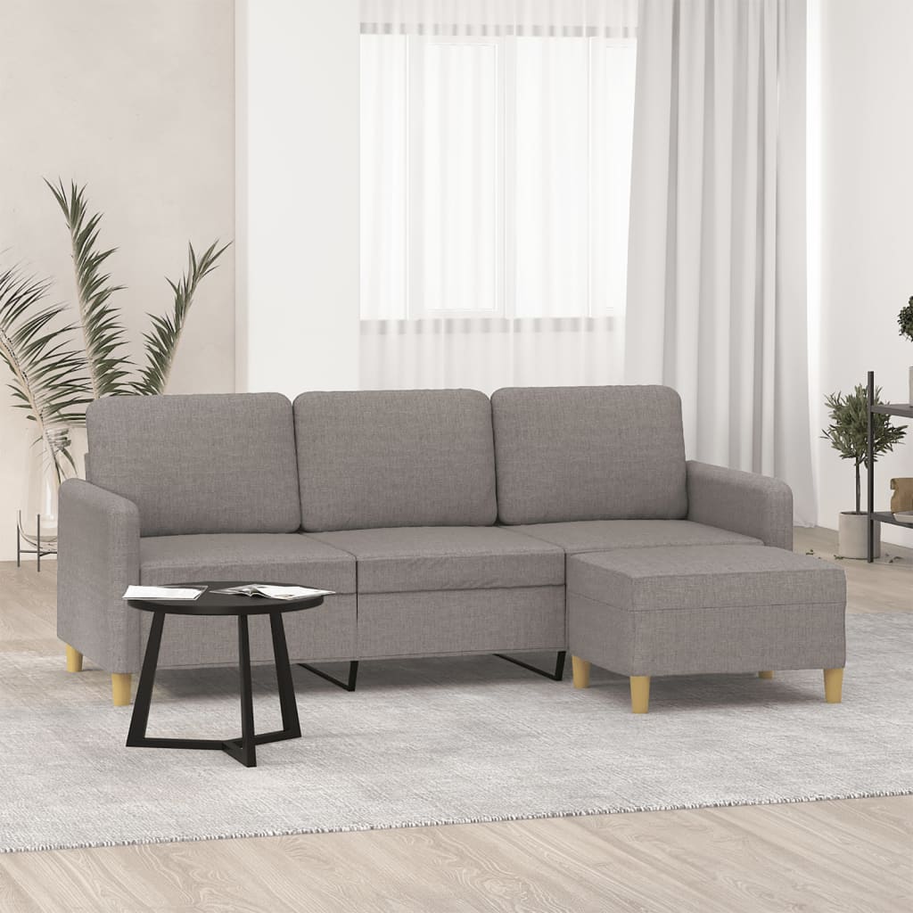 3-personers sofa med fodskammel 180 cm stof Grbrun