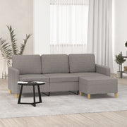 3-personers sofa med fodskammel 180 cm stof Gråbrun