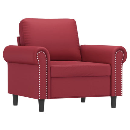 sofastol med fodskammel 60 cm kunstlæder Vinrød