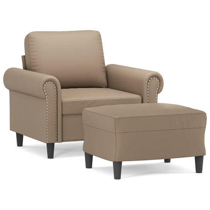 sofastol med fodskammel 60 cm kunstlæder Cappuccino