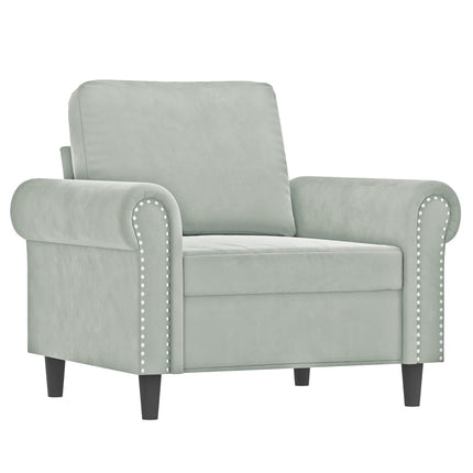 sofastol med fodskammel 60 cm velour lysegrå