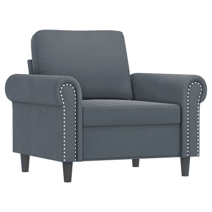 sofastol med fodskammel 60 cm velour mørkegrå