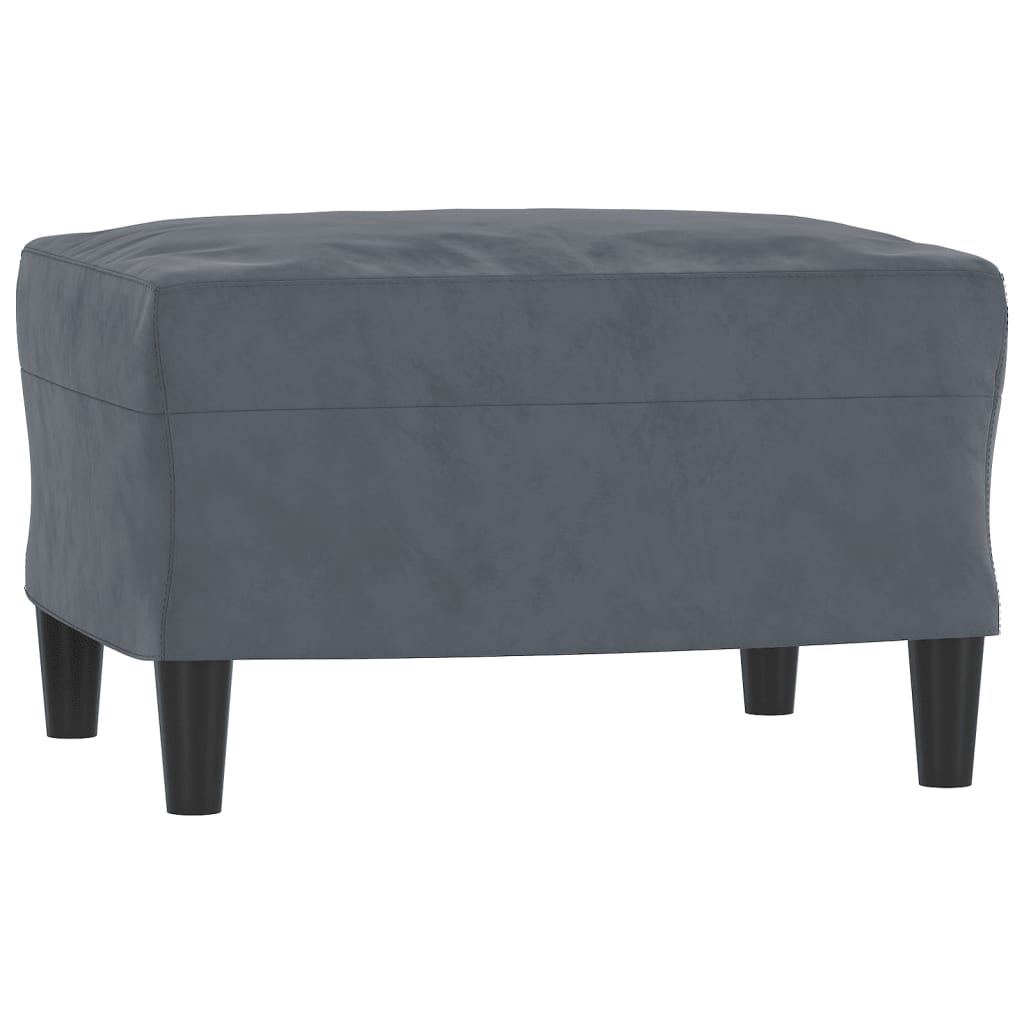 sofastol med fodskammel 60 cm velour mørkegrå